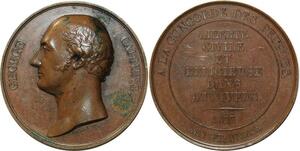 O5494 Scarce GB Medal George Canning Tribute 1827 Baron Desnoyers SPL