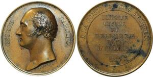 O5496 Scarce GB Medal George Canning Tribute 1827 Baron Desnoyers SPL
