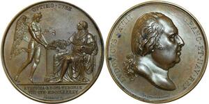 O5505 Rare Medaglia Italy Louis XVIII Jeuffroy Optimo 1795 Verona Desnoyers