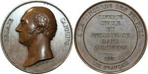 O5509 Scarce GB Medal George Canning Tribute 1827 Baron Desnoyers SUP