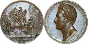 O5517 Rare Medal Louis Antoine Angoulême Trocadero Caunois 1823 Desnoyers SPL