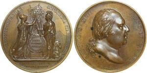 O5528 Rare Medal Louis XVIII Accession Ste Alliance 1815 Andrieu Desnoyers SPL