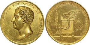 O5529 Rare Medal Louis XVIII Lanthois Médecin Paris 1817 Tiolier Desnoyers SPL