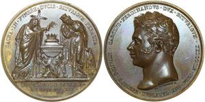 O5541 Rare Medal Louis XVIII Funerailles duc Berry 1820 Desnoyers SPL+