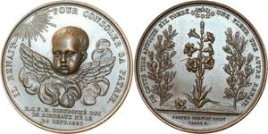 O5593 Rare Medaille Louis XVIII duc Bordeaux Blenne 1820 Baron Desnoyers SPL