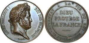 O5596 Rare Medaille Louis-Philippe Attentat vie du Roi 1835 Caqué Desnoyers SPL