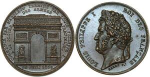 O5648 Rare Jeton Louis-Philippe Arc Triomphe 1836 Barre Baron Desnoyers SPL FDC