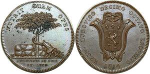 O5654 Rare Jeton Restauration Lyon Courtiers 1814 Paris Baron Desnoyers SPL