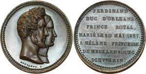 O5669 Rare Jeton Louis-Philippe duc Orléans H Montagny 1837 Desnoyers FDC