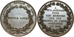 O5678 Rare Medaille Academie Gard Arnoud Monts Piété 1828 Baron Desnoyers SPL