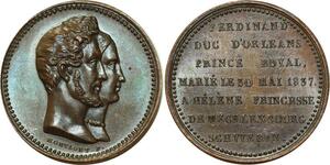 O5684 Rare Jeton Louis-Philippe duc Orléans H Montagny 1837 Desnoyers FDC