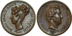 O5692 Rare Jeton Louis-Philippe Marie Amelie Barre Baron Desnoyers SPL