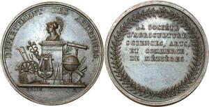 O5704 Rare Medaille Ardennes Oblin Sciences Art Mezières Baron Desnoyers SUP+