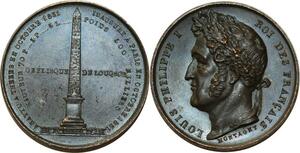 O5713 Rare Medal Louis-Philippe Obélisque Louqsor Egypt Concorde Desnoyers SPL