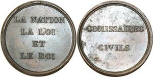 O5728 Très Rare Medaille Nation Roi Commissaires 1790 Gatteaux Desnoyers SUP