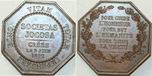 O5735 Très Rare Medaille Sociétas Jogosa 1802 Napoleon Baron Desnoyers SPL