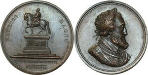 O5736 Rare Medaille Henri IV Statut equestre Andrieu 1817 Baron Desnoyers SPL