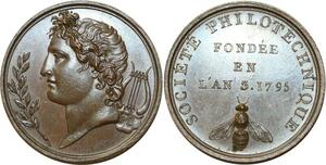 O5746 Rare Medaille Societé Philotechnique 1795 Andrieu Baron Desnoyers SPL