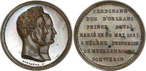 O5756 Rare Jeton Louis-Philippe duc Orléans H Montagny 1837 Desnoyers FDC