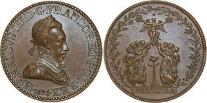 O5766 Rare Medaille Henri III Roi Félicitas 1574 Baron Desnoyers SPL