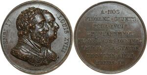 O5780 Medaille Henri IV Louis XVIII Statue Baron Desnoyers SPL ->Make offer