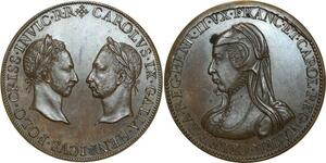 O5787 Rare Medaille Catherine de Medicis Charles IX Baron Desnoyers SPL