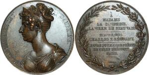 O5809 Rare Medaille M-Th Dauphine Charles X Beauvais 1827 Baron desnoyer SUP