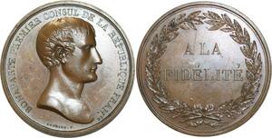 O5821 Rare Medaille Napoleon Consul Andrieu Fidélité Desnoyers PCGS SP64