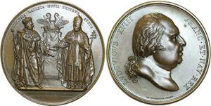 O5824 Rare Medaille Louis XVIII reprise concordat 1516 1817 Baron Desnoyers SPL