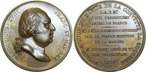 O5827 Rare Medaille Louis XVIII voyage corvette Astrolabe 1822 Baron Desnoyers