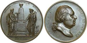O5836 Rare Medaille Louis XVIII 1822 Canaux France dubois Baron Desnoyers SPL