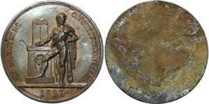 O5904 Rare Medaille Charles X Elections 1827 Leclerc Baron Desnoyers SUP