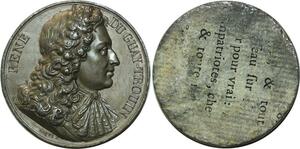 O5925 Rare Medaille Uniface René du Guay Trouin Caqué Baron Desnoyers SPL