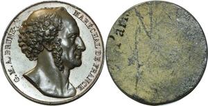 O5937 Rare Medaille Uniface Brune Marechal France Caunois Baron Desnoyers SUP