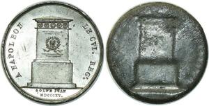 O5942 Rare Medaille Uniface Napoleon I Golf Juan 1815 Baron Desnoyers SPL