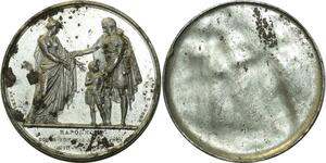 O5945 Rare Medaille Uniface Napoleon I Abdication Brenet Baron Desnoyers SPL