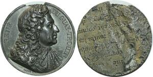 O5949 Rare Medaille Uniface René du Guay Trouin Caqué Baron Desnoyers SPL