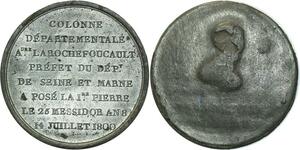 O5951 Rare Medaille Uniface Napoleon La Rochefoucaullt an 8 1800 Desnoyers SUP