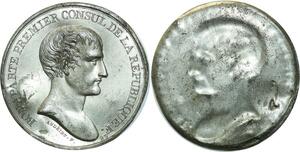 O5955 Rare Medaille Uniface Napoleon Premier Consul Andrieu Baron Desnoyers SUP