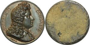 O5966 Rare Medaille Uniface Gulielmus Congreve Caqué Baron Desnoyers SPL