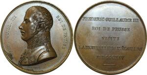 O5972 Rare Medaille Guillaume III Prusse deNon visite monnaie Desnoyers SPL