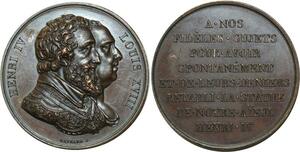 O5976 Medaille Henri IV Louis XVIII Gayard Statut Baron Desnoyers SPL