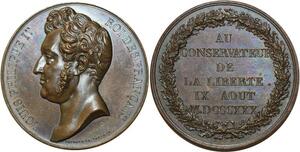 O5993 Rare Medaille Louis-Philippe liberté 1830 Baron Desnoyers SPL