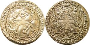 Q0077 Rare England Leopard d&#039;Or Edward Black Prince 1362-1372 Gold MDP UNC