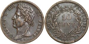 Q0148 Colonies Amerique Guadeloupe 10 Centimes Charles X 1829 SUP
