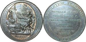 Q0375 Constitution Monneron 5 sols An IV 1792 Var départements désaxée SPL