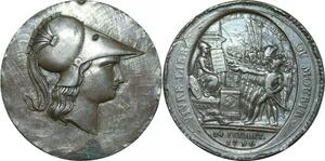 Q0376 Inédit Unique Monneron 5 sols 1792 Liberté Athena Casqué Birmingham