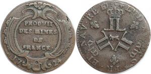 Q0384 Très Rare 16 Deniers Louis XV mines France 1724 Pau -> Faire offre