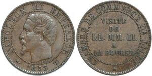 Q0393 Rare Module 5 centimes Napoléon III 1853 Bourse Lille fr. méd. SUP