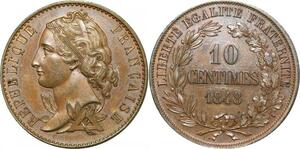 Q0394 Rare Essai 10 Centimes Magniadas concours 1848 FDC